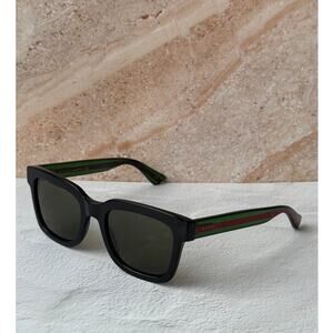NEW Gucci GG0001S Black Striped Arm Sunglasses